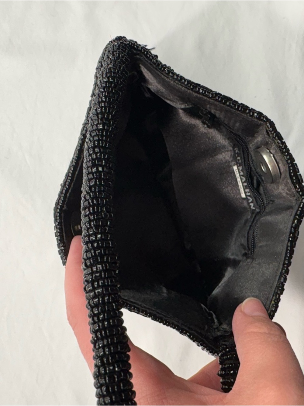 K.C. Malhan Vintage 80s Black Beaded Small Shoulder Bag Sequin Whimsigoth Formal - Picture 3 of 7